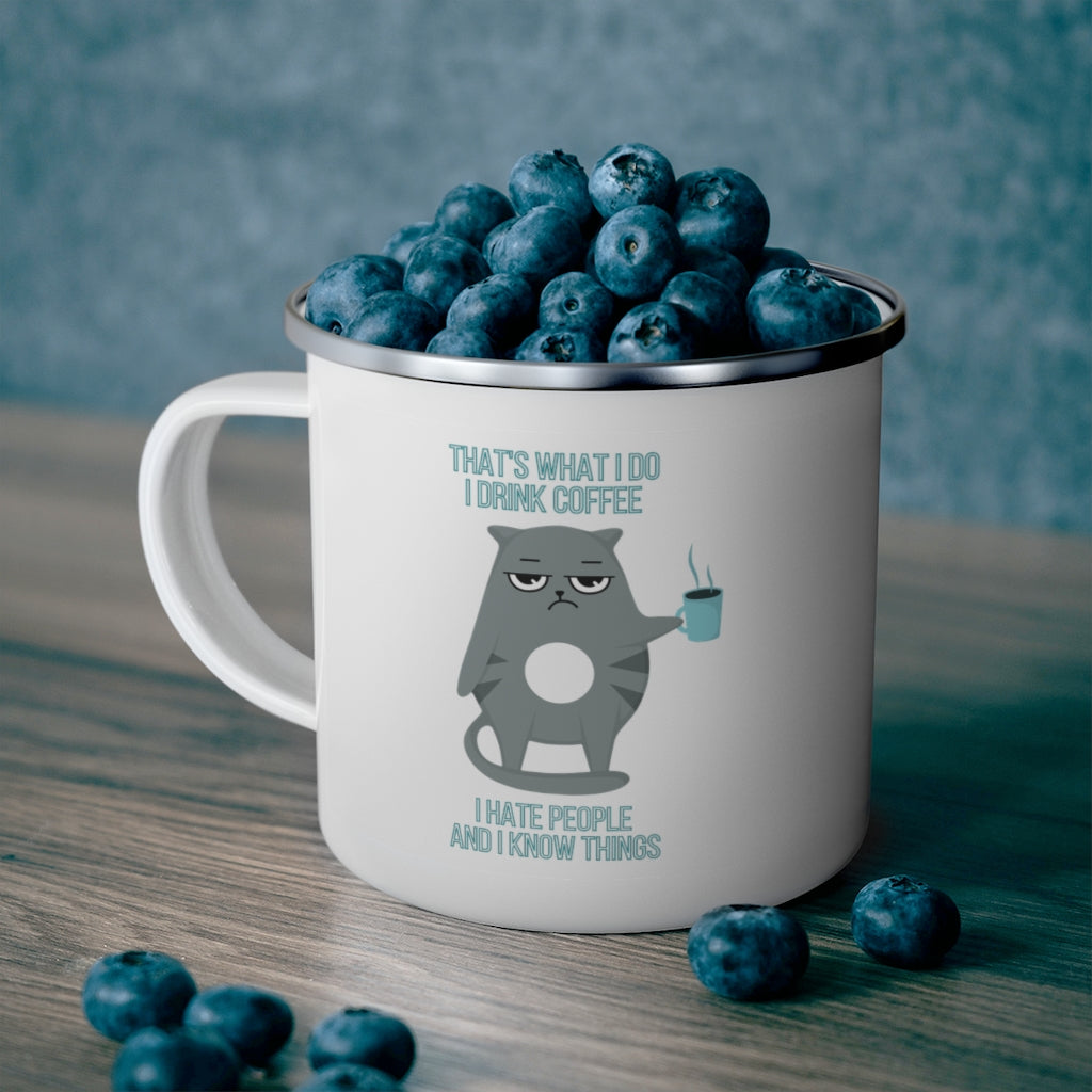 Enamel Camping Mug (Cat & Coffee)