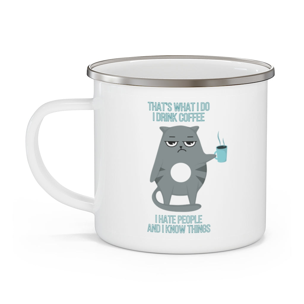 Enamel Camping Mug (Cat & Coffee)