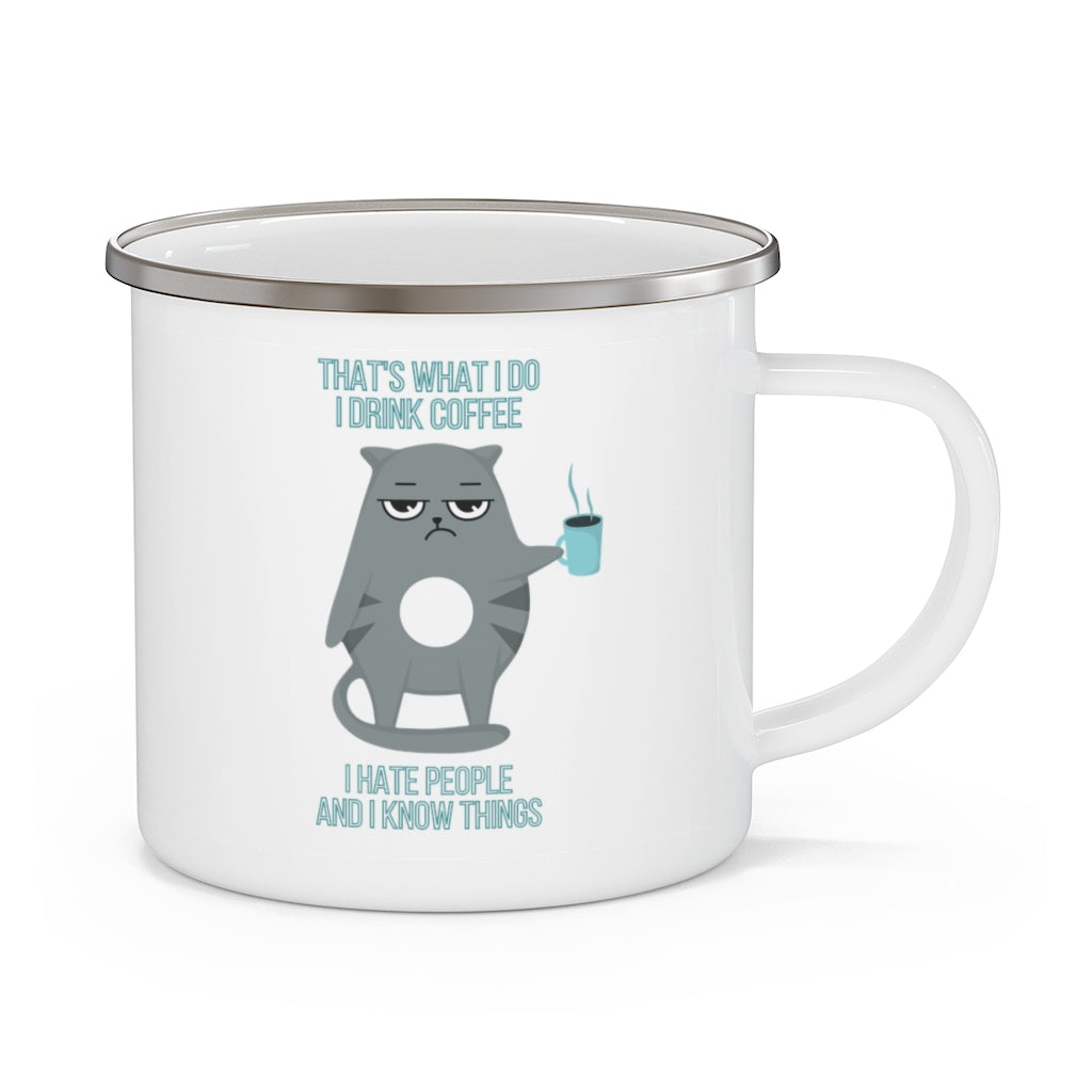 Enamel Camping Mug (Cat & Coffee)