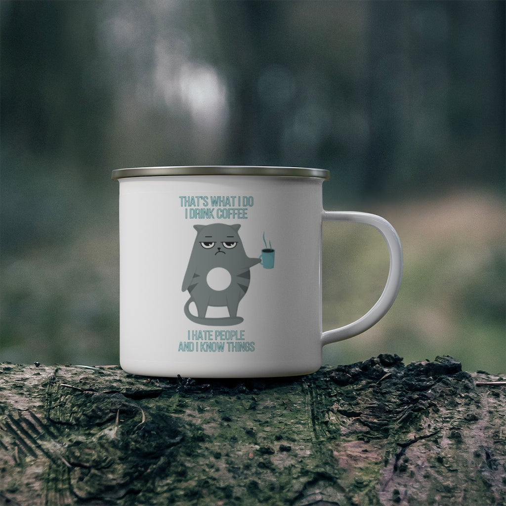 Enamel Camping Mug (Cat & Coffee)